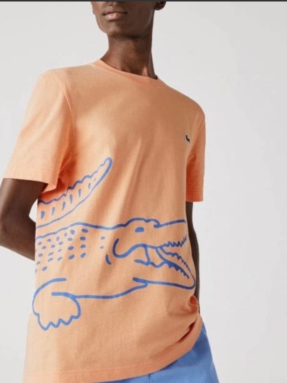 Lacoste Men's Crew Neck Crocodile Print Organic Cotton T-Shirt